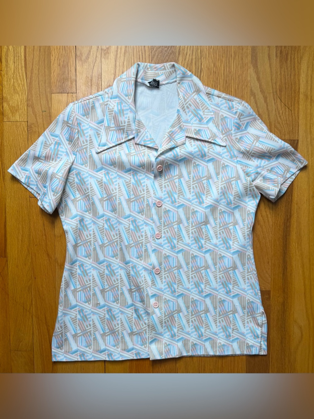 Nikki Pastel Geo Print Short-Sleeve Shirt - Size